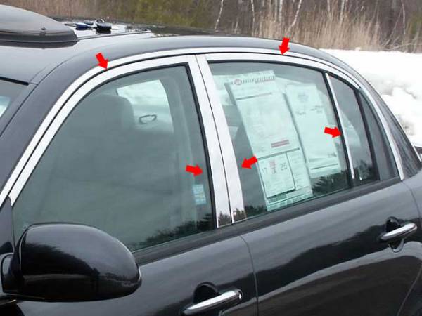 QAA - Kia Amanti 2004-2010, 4-door, Sedan (10 piece Stainless Steel Window Trim Package Includes Upper Trim and Pillar Posts, NO Window Sills ) WP24800 QAA