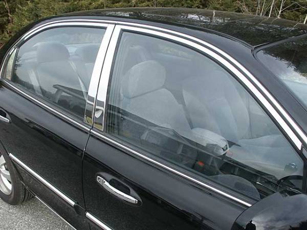 QAA - Kia Optima 2001-2006, 4-door, Sedan (12 piece Stainless Steel Window Trim Package Includes Upper Trim and Pillar Posts, NO Window Sills ) WP24805 QAA