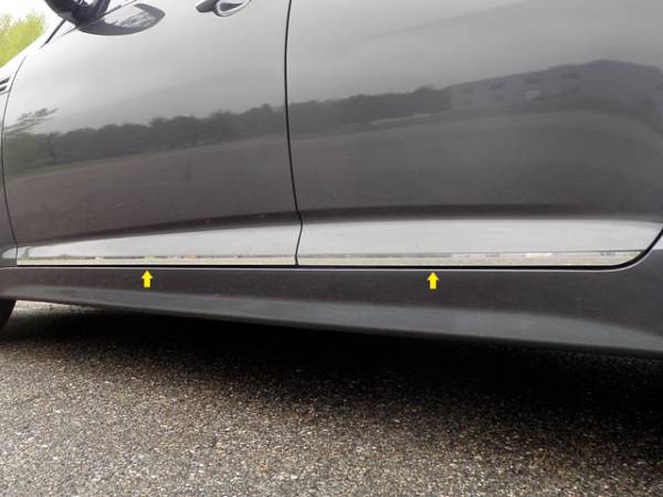 QAA - Kia Optima 2011-2015, 4-door, Sedan (4 piece Stainless Steel Rocker Panel Trim, Lower Kit 0.75" Width On the doors Only, spans from the bottom of the door UP to the specified width.) TH11805 QAA