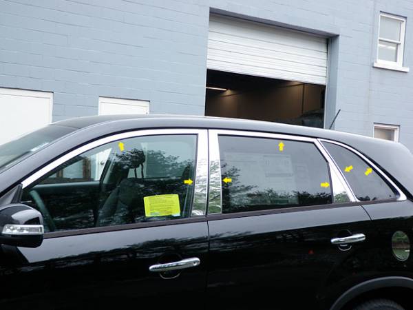 QAA - Kia Sorento 2011-2015, 4-door, SUV (14 piece Stainless Steel Window Trim Package Includes Upper Trim and Pillar Posts, NO Window Sills ) WP11822 QAA