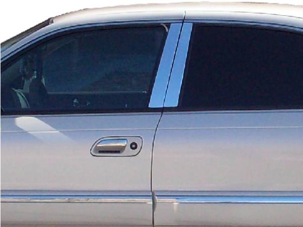 QAA - Lincoln Continental 1995-2004, 4-door, Sedan (4 piece Stainless Steel Pillar Post Trim ) PP35610 QAA