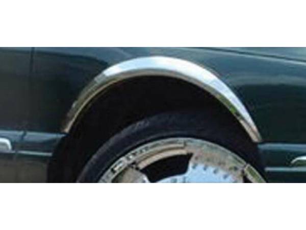 QAA - Lincoln Continental 1998-2004, 4-door, Sedan (4 piece Molded Stainless Steel Wheel Well Fender Trim Molding slightly greater than 2" Width Clip on or screw in installation, Lock Tab and screws, hardware included.) WZ38610 QAA