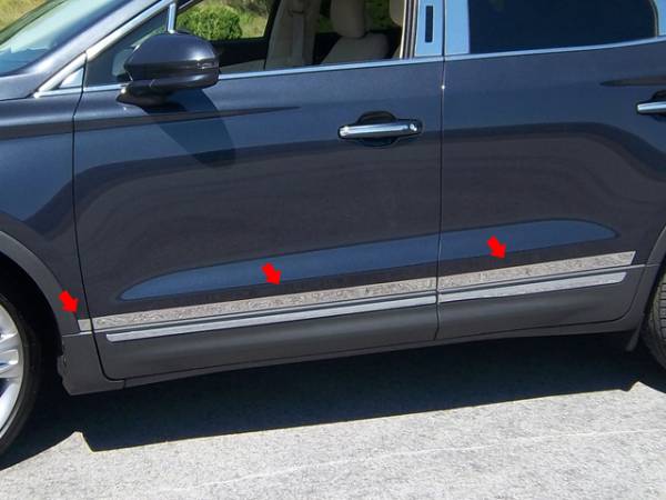 QAA - Lincoln MKC 2015-2019, 4-door, SUV (6 piece Stainless Steel Body Side Molding Accent Trim 1.5" - 1.75" tapered Width ) AT55640 QAA