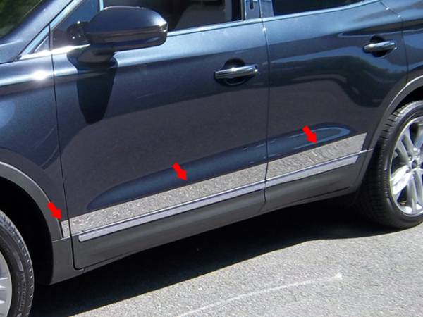 QAA - Lincoln MKC 2015-2019, 4-door, SUV (6 piece Stainless Steel Rocker Panel Trim, Upper Kit 2.5" - 3.5" tapered Width Spans from the bottom of the molding DOWN to the specified width.) TH55640 QAA