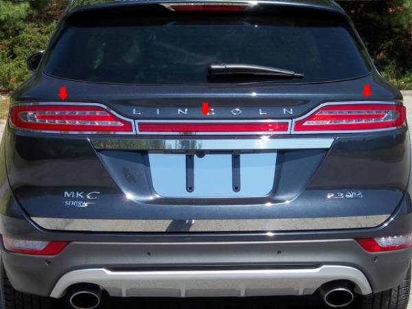 QAA - Lincoln MKC 2015-2019, 4-door, Sedan (3 piece Stainless Steel Tail Light Ring Accent Trim ) TR55640 QAA
