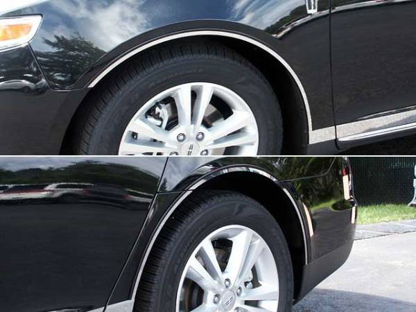 QAA - Lincoln MKS 2009-2012, 4-door, Sedan (8 piece Stainless Steel Wheel Well Accent Trim cut to fit with Rocker kit sold separately With 3M adhesive installation and black rubber gasket edging.) WQ49625 QAA
