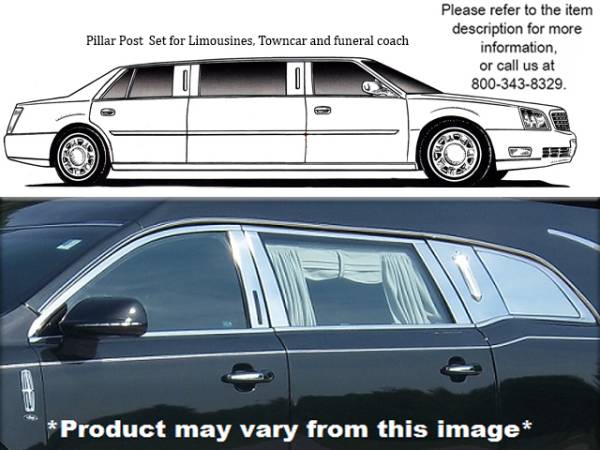 QAA - Lincoln MKT 2010-2020, Eagle Icon Hearse (8 piece Stainless Steel Pillar Post Trim With Cut Out Laser Cut.) PP50675 QAA