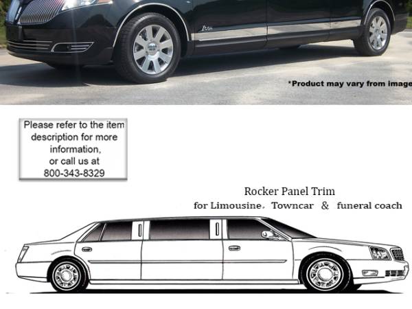 QAA - Lincoln MKT 2010-2020, Limousine, 43" Stretch (8 piece Stainless Steel Rocker Panel Trim, Upper Kit 2.81" - 3.37" tapered Width, 43" extension Spans from the bottom of the molding DOWN to the specified width.) TH50674 QAA