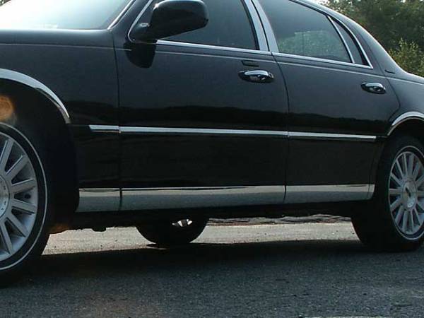 QAA - Lincoln Town Car 1998-2011, 4-door, Sedan (8 piece Stainless Steel Rocker Panel Trim, Lower Kit 4.5" Width Spans from the bottom of the door UP to the specified width.) TH38680 QAA