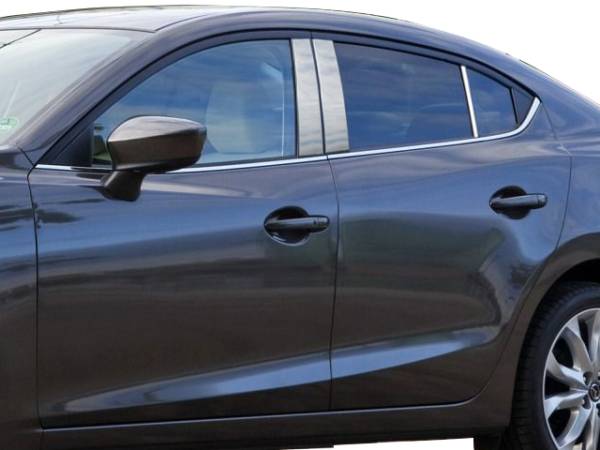 QAA - Mazda Mazda3 2014-2018, 4-door, Sedan, Hatchback (6 piece Stainless Steel Pillar Post Trim ) PP14751 QAA