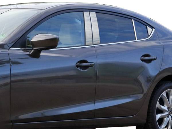 QAA - Mazda Mazda3 2014-2018, 4-door, Sedan, Hatchback (8 piece Stainless Steel Pillar Post Trim Includes Rear Triangle piece ) PP14752 QAA