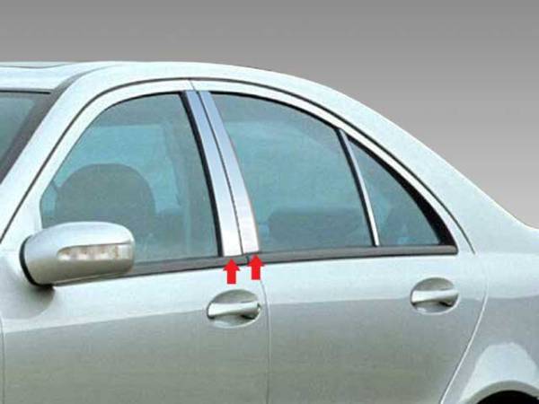 QAA - Mercedes C Class 2001-2007, 4-door, Sedan (4 piece Stainless Steel Pillar Post Trim ) PP23081 QAA