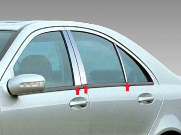 QAA - Mercedes C Class 2001-2007, 4-door, Sedan (6 piece Stainless Steel Pillar Post Trim ) PP23082 QAA