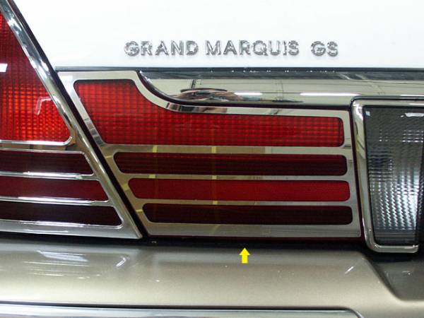 QAA - Mercury Grand Marquis 2003-2011, 4-door, Sedan, LS (2 piece Stainless Steel Tail Light Accent Trim Set Extension Trim ) TL43481 QAA