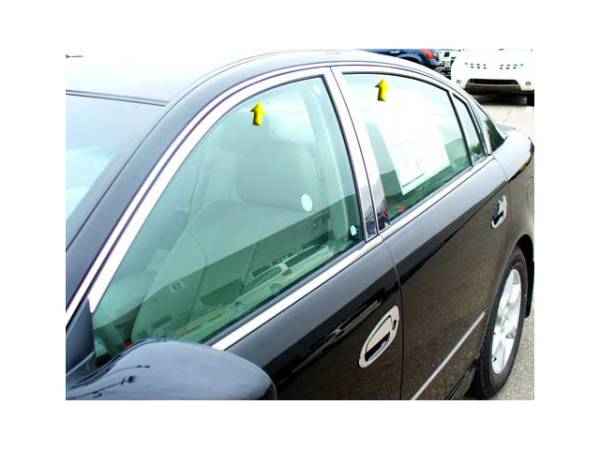 QAA - Nissan Altima 2002-2006, 4-door, Sedan (4 piece Stainless Steel Window Trim Package Includes Upper Trim only, NO Pillar Posts, NO window sills. ) WP22551 QAA