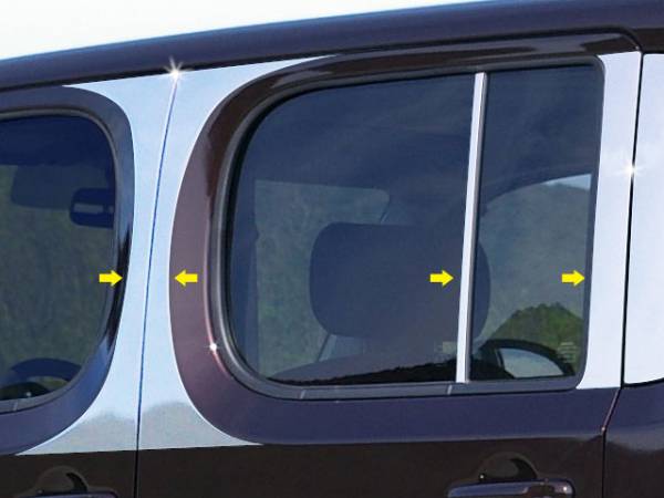 QAA - Nissan Cube 2009-2014, 4-door, Wagon (8 piece Stainless Steel Pillar Post Trim ) PP29562 QAA