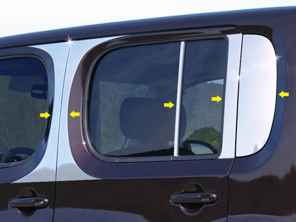 QAA - Nissan Cube 2009-2014, 4-door, Wagon (10 piece Stainless Steel Pillar Post Trim ) PP29563 QAA