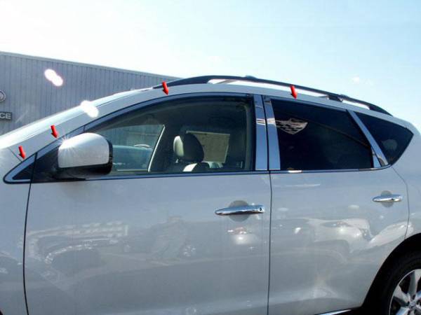 QAA - Nissan Murano 2009-2014, 4-door, SUV (8 piece Stainless Steel Window Trim Package Includes Upper Trim only, NO Pillar Posts, NO window sills, Includes two Upper pieces above and in front of mirror ) WP29591 QAA