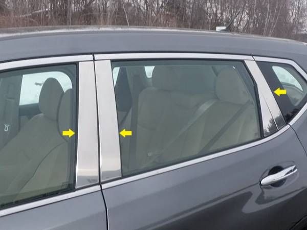 QAA - Nissan Rogue 2014-2020, 4-door, SUV, Does NOT fit Sport (6 piece Stainless Steel Pillar Post Trim ) PP14536 QAA