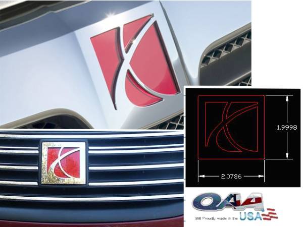 QAA - Saturn Ion 2005-2007, 4-door, Sedan (2 piece Stainless Steel Logo emblem 2" X 2" approximately, Set of Two ) SGR45411 QAA