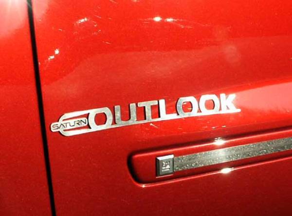 QAA - Saturn Outlook 2007-2009, 4-door, SUV (2 piece Stainless Steel "SATURN OUTLOOK" decal linked letters, Set of Two ) SGR47425 QAA