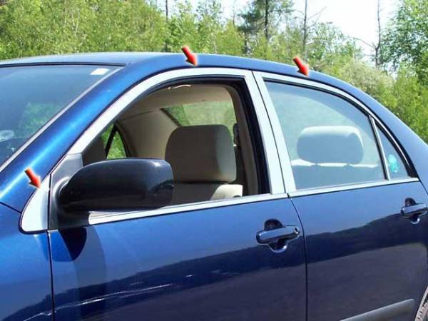 QAA - Toyota Corolla 2003-2008, 4-door, Sedan (6 piece Stainless Steel Window Trim Package Includes Upper Trim only, NO Pillar Posts, NO window sills. ) WP24113 QAA