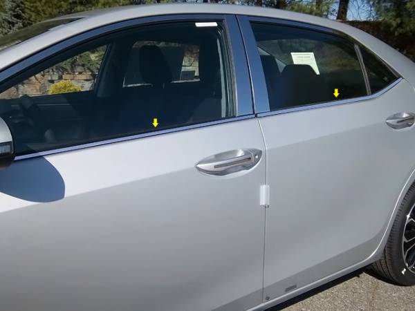 QAA - Toyota Corolla 2014-2019, 4-door, Sedan (4 piece Stainless Steel Window Sill Trim Set 0.375" Width ) WS14112 QAA