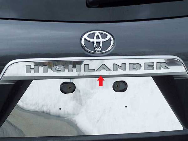 QAA - Toyota Highlander 2008-2013, 4-door, SUV (1 piece Stainless Steel License Bar, Above plate accent Trim with "HIGHLANDER" Logo Cut Out ) LB28110 QAA
