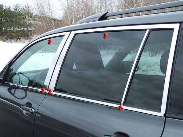 QAA - Toyota Highlander 2008-2013, 4-door, SUV (10 piece Stainless Steel Window Trim Package Includes Upper Trim and Pillar Posts, NO Window Sills ) WP28111 QAA