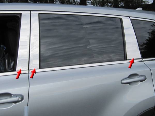 QAA - Toyota Highlander 2014-2019, 4-door, SUV (6 piece Stainless Steel Pillar Post Trim ) PP14111 QAA