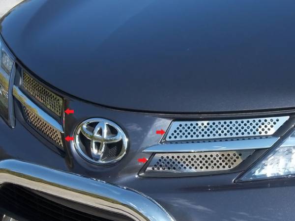 QAA - Toyota Rav4 2013-2015, 4-door, SUV (4 piece Stainless Steel Front Grille Accent Trim Insert Package ) SG13180 QAA