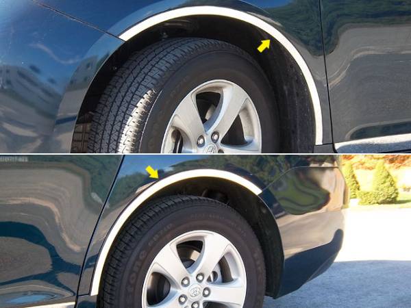 QAA - Toyota Sienna 2011-2020, 4-door, Minivan (4 piece Stainless Steel Wheel Well Accent Trim With 3M adhesive installation and black rubber gasket edging.) WQ11150 QAA