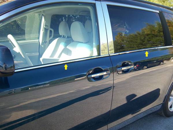 QAA - Toyota Sienna 2011-2020, 4-door, Minivan (4 piece Stainless Steel Window Sill Trim Set 0.625" Width, 90 degree bend ) WS11150 QAA