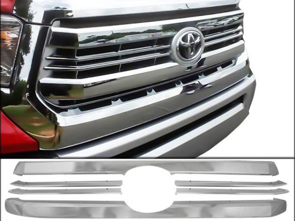 QAA - Toyota Tundra 2014-2017, 2-door, 4-door, Pickup Truck, SR, SR5 (6 piece Chrome Plated ABS plastic Grill Overlay ) SGC14143 QAA