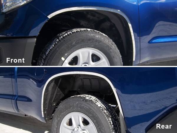 QAA - Toyota Tundra 2014-2020, 2-door, 4-door, Pickup Truck (4 piece Stainless Steel Wheel Well Accent Trim 1" Width With 3M adhesive installation and black rubber gasket edging.) WQ14145 QAA