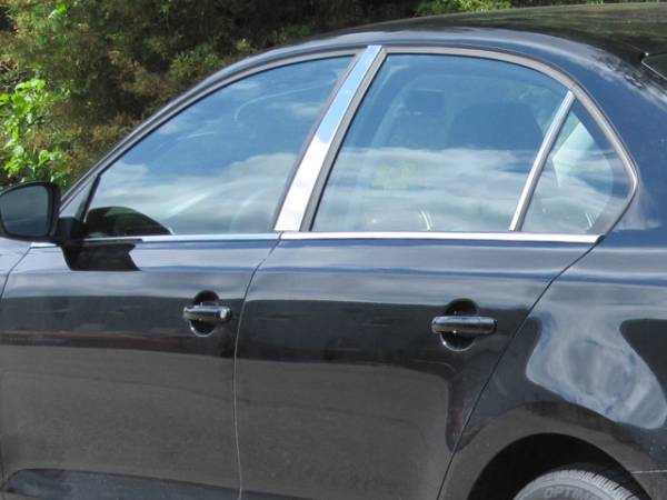 QAA - Volkswagen Jetta 2011-2017, 4-door, Sedan (6 piece Stainless Steel Window Sill Trim Set Includes section in front of mirror ) WS11665 QAA