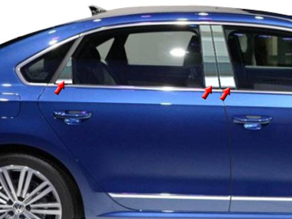 QAA - Volkswagen Passat 2012-2019, 4-door, Sedan (6 piece Stainless Steel Pillar Post Trim ) PP12676 QAA