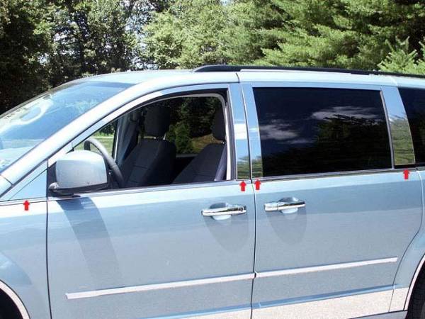 QAA - Volkswagen Routan 2009-2012, 4-door, Minivan (8 piece Stainless Steel Pillar Post Trim ) PP48897 QAA