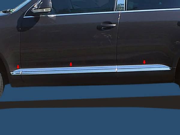 QAA - Volkswagen Touareg 2004-2010, 4-door, SUV (6 piece Stainless Steel Rocker Panel Trim, Upper Kit 1.75" Width, With reverse trim crease Spans from the bottom of the molding DOWN to the specified width.) TH24640 QAA