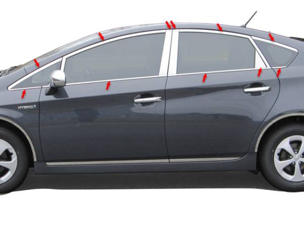 QAA - Toyota Prius 2010-2015, 4-door, Hatchback (22 piece Stainless Steel Window Trim Package Includes Upper Trim, Pillar Posts and Window Sills - FULL Package ) WP10135 QAA