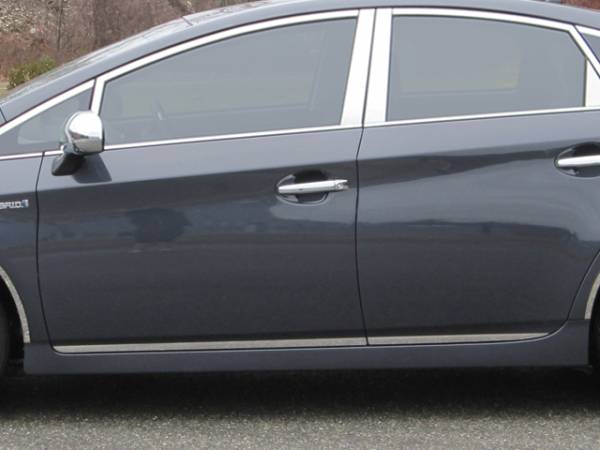 QAA - Toyota Prius 2010-2015, 4-door, Hatchback (4 piece Stainless Steel Rocker Panel Trim, Lower Kit 1" Width On the doors Only, spans from the bottom of the door UP to the specified width.) TH10135 QAA