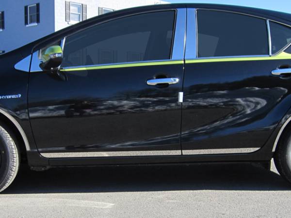 QAA - Toyota Prius C 2012-2019, 4-door, Hatchback (4 piece Stainless Steel Rocker Panel Trim, Lower Kit 1.5" Width On the doors Only, spans from the bottom of the door UP to the specified width.) TH12705 QAA