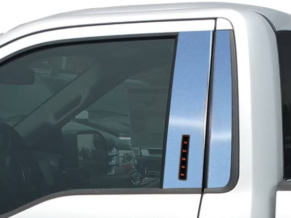 QAA - Ford F-250 & F-350 Super Duty 2017-2020, 2-door, Pickup Truck, Regular Cab (4 piece Stainless Steel Pillar Post Trim Includes keyless entry touch pad ) PP55306 QAA