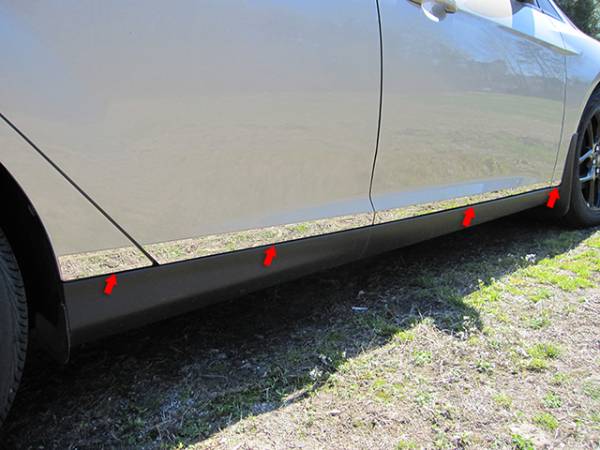 QAA - Ford Focus 2015-2018, 4-door, Sedan (8 piece Stainless Steel Rocker Panel Trim, Lower Kit 0.875" - 1. 75" Tapered Width Spans from the bottom of the door UP to the specified width.) TH55345 QAA