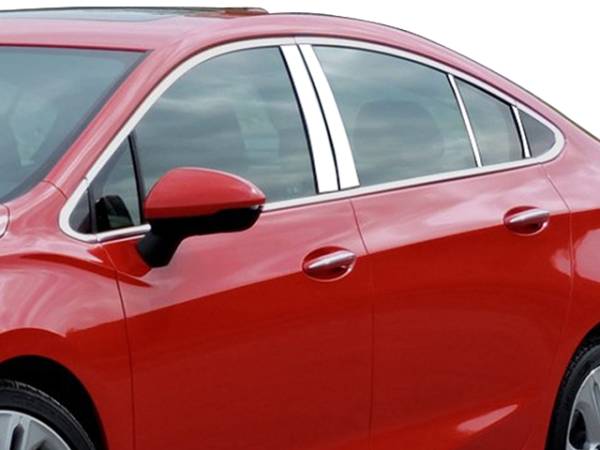 QAA - Chevrolet Cruze 2016-2019, 4-door, Sedan (8 piece Stainless Steel Pillar Post Trim Includes two Rear Pillar pieces ) PP56146 QAA