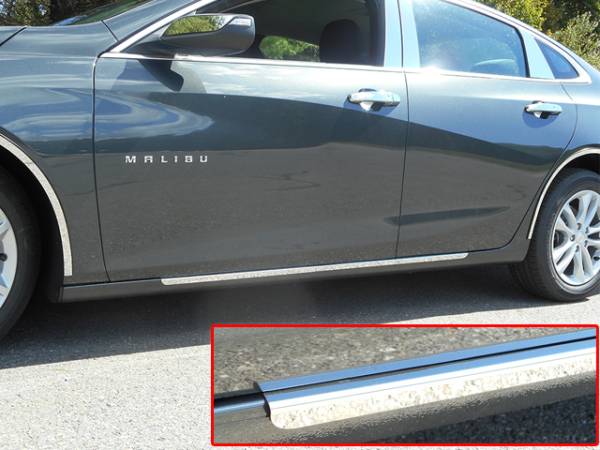 QAA - Chevrolet Malibu 2016-2020, 4-door, Sedan (2 piece Stainless Steel Rocker Panel Trim, On the rocker 1.25" Width Installs below the door.) TH56106 QAA