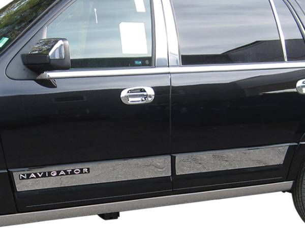 QAA - Lincoln Navigator 2015-2017, 4-door, SUV, L (4 piece Stainless Steel Rocker Panel Trim, Upper Kit 5" Width Spans from the bottom of the molding DOWN to the specified width.) TH55659 QAA