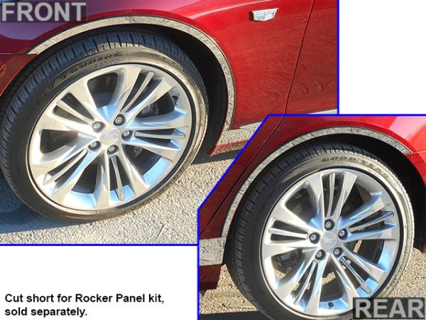 QAA - Cadillac CT6 2016-2020, 4-door, Sedan (4 piece Stainless Steel Wheel Well Accent Trim 0.875" Width, cut to fit with the Rocker kit TH56230 sold separately With 3M adhesive installation and black rubber gasket edging.) WQ56230 QAA