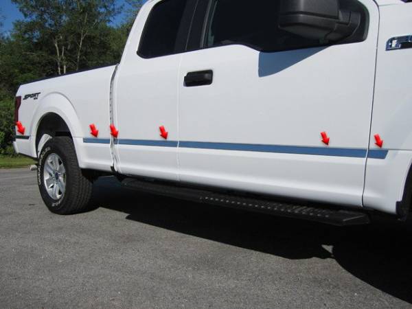 QAA - Ford F-150 2015-2020, 2-door, Pickup Truck, Regular Cab, 8' Bed (10 piece Stainless Steel Body Molding Insert Trim Kit 1.5" Width, Upper ) MI55309 QAA