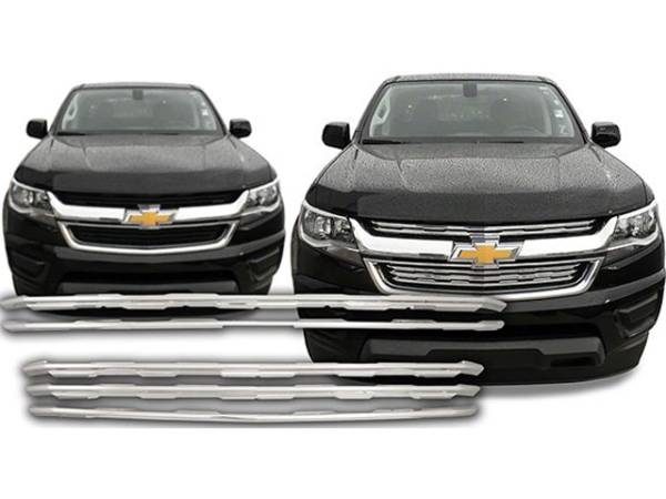 QAA - Chevrolet Colorado 2015-2020, 4-door, Pickup Truck, Long Bed, LT, LW ONLY (2 piece Chrome Plated ABS plastic Grill Overlay Insert ) SGC55150 QAA
